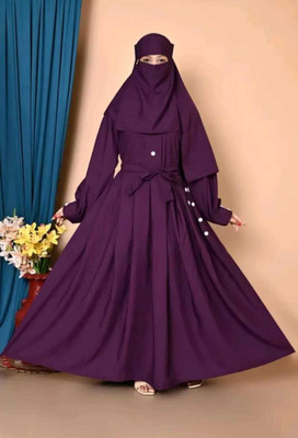 KK FASHION Cotton Silk Solid Burqa With Hijab(Purple)