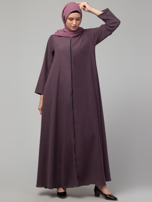 HIJAB WORLD Nida Matte Solid Burqa(Purple)