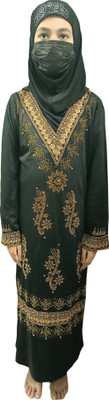 shophome Georgette Self Design Burqa With Hijab(Black)