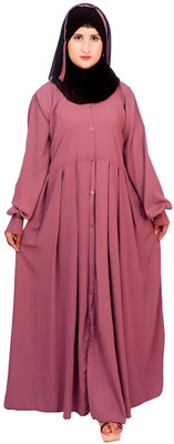 Queen hijab Polyester Solid Burqa With Hijab(Maroon)