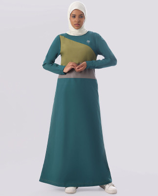 SILK ROUTE London Polyester Solid Abaya(Green)