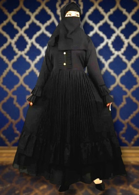 uc enterprise Cotton Blend Abaya With Hijab(Black)