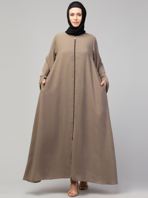 HIJAB WORLD Nida Matte Solid Burqa(Beige)