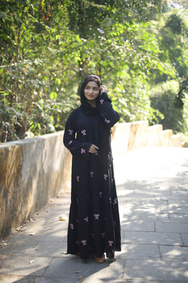 aK collection Polyester Self Design Burqa With Hijab(Black)