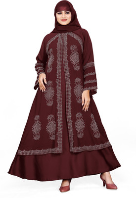 Abaya Burqa-01_Shopsy Cotton Blend Printed Burqa With Hijab(Maroon)