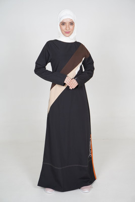 SILK ROUTE London Polyester Solid Abaya(Black)