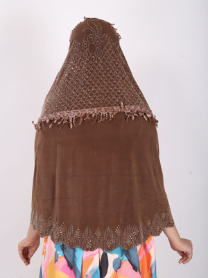 TEXNOVA Polyester Self Design Abaya(Brown)