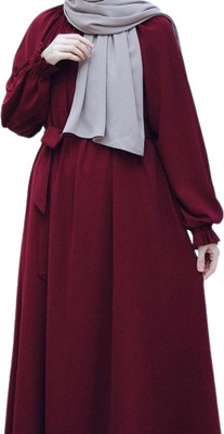 Hera Polyester Self Design Burqa(Maroon)