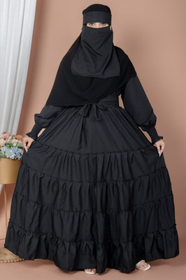 HOC Cotton Blend Burqa With Hijab(Black)
