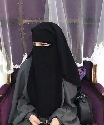 Nalmie Georgette Solid Naqab(Black)