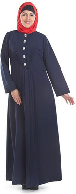 FORELEVY Polyester Solid Abaya(Blue)
