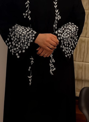 DCSTORE1 Polyester Self Design Burqa With Hijab(Black)