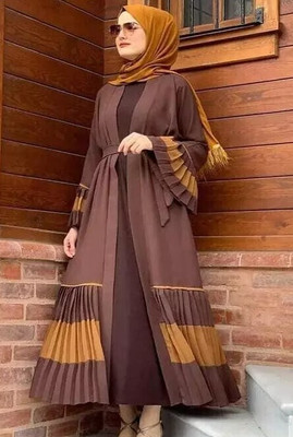 kashaf store Nida Matte Self Design, Solid Burqa With Hijab(Multicolor)