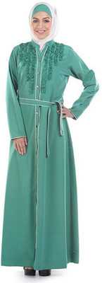 Momin Libas Polyester Solid Abaya(Green)