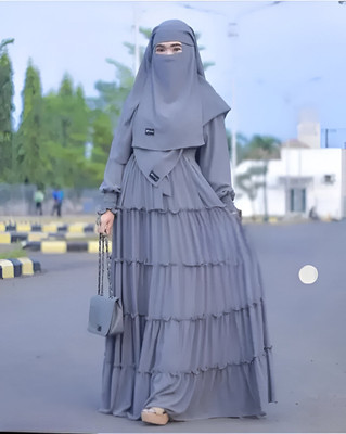 BISAL Georgette Self Design Burqa(Grey)