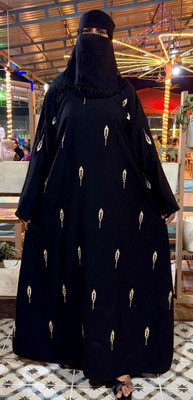 DCSTORE1 Polyester Self Design Burqa With Hijab(Black)