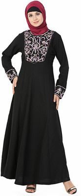 Momin Libas Polyester Solid Abaya(Black)