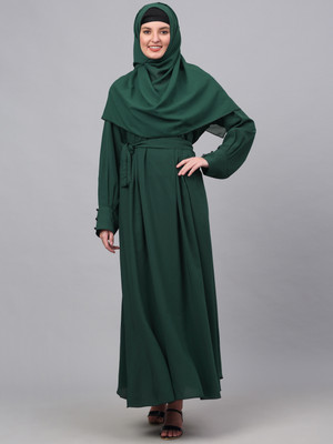 Klotthe Polyester Self Design Burqa(Green)