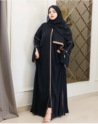 Dubai Collection Cotton Blend Self Design Burqa(Black)