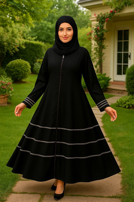 HouseOfCommon Nida Matte Solid Abaya With Hijab(Black)