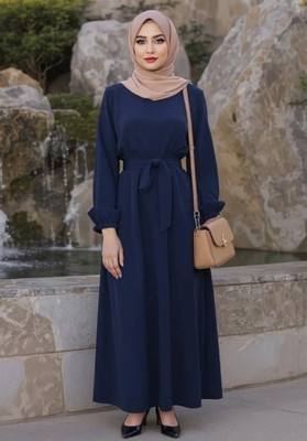 KK FASHION Cotton Silk Solid Burqa(Blue)