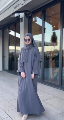 ABAYASTAN Cotton Silk Burqa With Hijab(Grey)