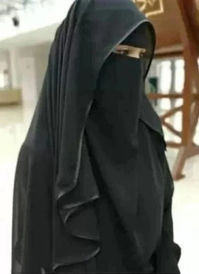 Dhyeyu Chiffon Solid, Self Design, Striped Burqa(Black)
