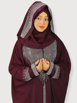 DCSTORE1 Polyester Self Design Burqa With Hijab(Maroon)