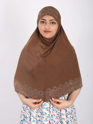 TEXNOVA Polyester Self Design Abaya(Brown)