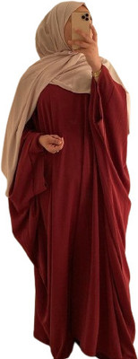ovais abaya collection Nida Matte Solid Abaya With Hijab(Maroon)