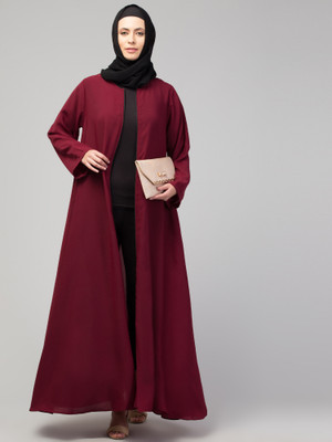 HIJAB WORLD Nida Matte Solid Burqa(Maroon)