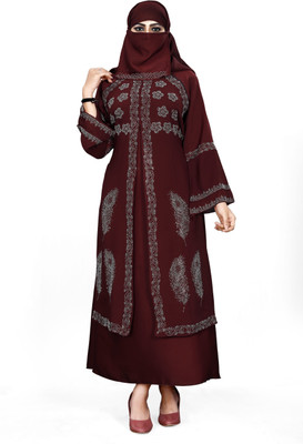 Unstop Nida Matte Solid Burqa With Hijab(Maroon)