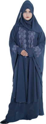 black rose Georgette Solid Burqa With Hijab(Grey)