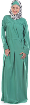 Momin Libas Silk Blend Solid Abaya(Green)