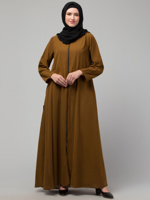 HIJAB WORLD Nida Matte Solid Abaya(Yellow)