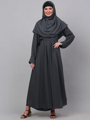 Klotthe Polyester Self Design Burqa(Grey)
