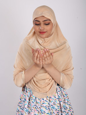 TEXNOVA Polyester Self Design Abaya(Beige)
