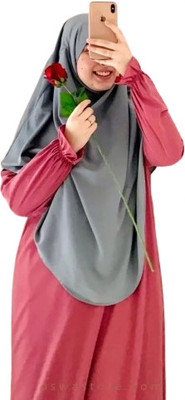 Hera Polyester Solid Burqa With Hijab(Pink)