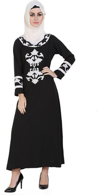 Momin Libas Polyester Self Design Abaya(Black)