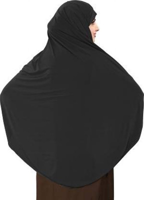 Dhyeyu Polyester Solid, Self Design Naqab(Black)