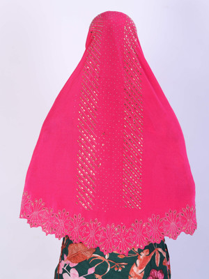 TEXNOVA Polyester Self Design Abaya(Pink)