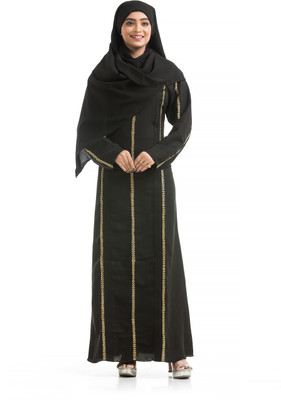 The Ocean Export and Import Cotton Blend Self Design Burqa(Black)