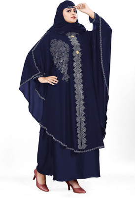 Bhumi fab Nida Matte Solid Burqa With Hijab(Blue)