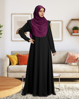mehar hijab Polyester Solid Abaya(Purple)