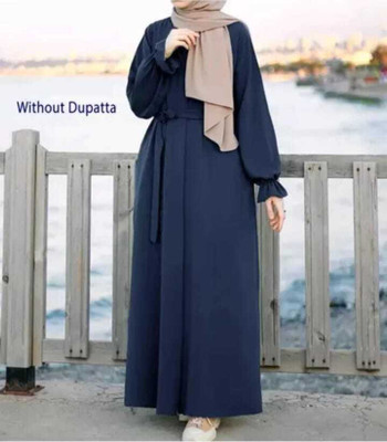 SARINKU Polyester Self Design Abaya(Blue)