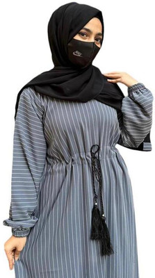 Queen hijab Polyester Solid Burqa With Hijab(Grey)