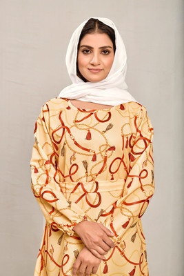 bhavyata Nida Matte Self Design Abaya(Yellow)