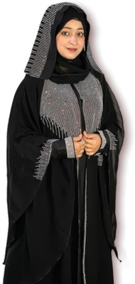 DCSTORE1 Polyester Self Design Burqa With Hijab(Black)