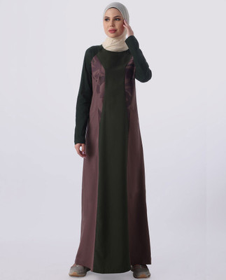 SILK ROUTE London Polyester Solid Abaya(Purple)