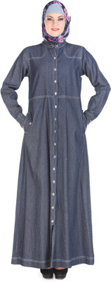 FORELEVY Polyester Solid Abaya(Grey)
